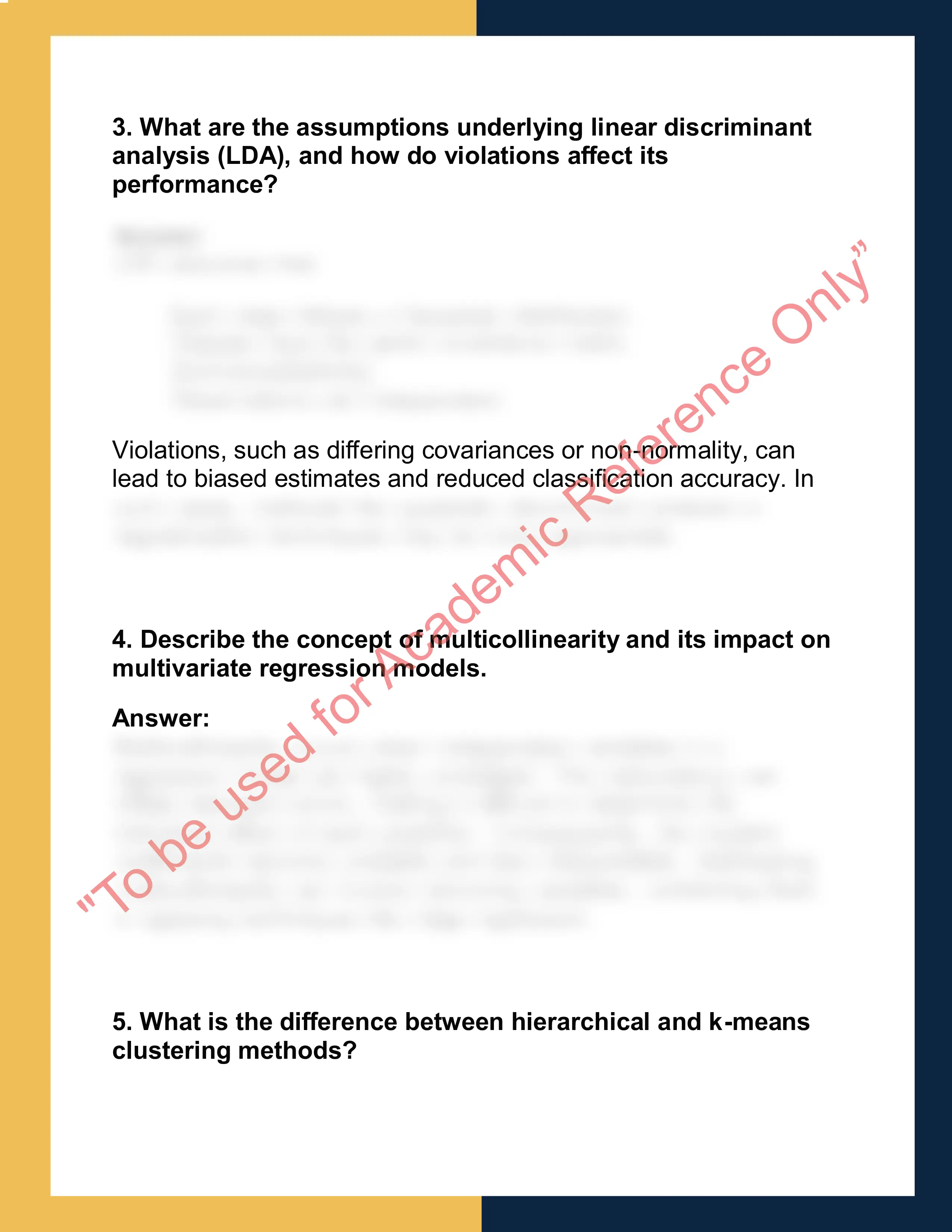 5302  – Multivariate & High- Dimensional Data Analysis 1